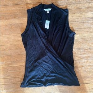 Banana Republic Black Sleeveless Wrap Blouse